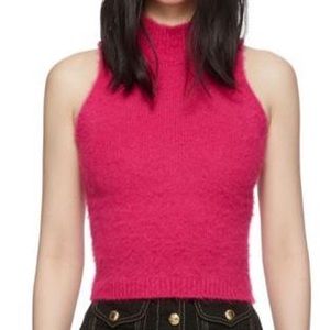 Versace pink sleeveless knit mohair top
